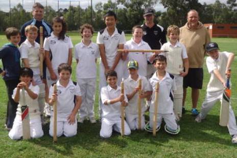 The Under 12s: L-R: Back - Assistant coaches Bill Blair and Mick Cumbo and coach Paul Baks. Centre - Reuben Hill, William Blair, Julia Spagna, Noah Gordon, William Agius, Riley Boxshall, Leon Hill. Front - Jackson Baks, Sebastian Pozzebon, Benson Pisanelli, Isaac Coleman, William D'Amico and Lawson Pegler.